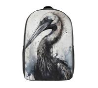 RRTYVFD Sac à dos scolaire Pelican Beauty Black Ink pour enfant, imprimé 3D, sac de voyage tendance, sac d'école garçon 17 pouces