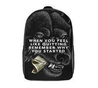 RRTYVFD Sac à dos scolaire pour enfants, imprimé en 3D, message de motivation « Ne quitte jamais », sac à dos de sport pour garçons et filles, sac à dos tendance de 43 cm (17 pouces).