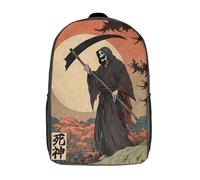 RRTYVFD Sac à dos scolaire pour enfants, imprimé en 3D, motif Dieu de la Mort style estampe japonaise, sac à dos de sport pour garçons et filles, sac à dos tendance de 43 cm (17 pouces).