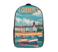 RRTYVFD Sac à dos scolaire pour enfants Lorient France, imprimé en 3D, style tendance, 43 cm (17 pouces), idéal pour les garçons du primaire et du collège.