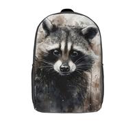 RRTYVFD Sac à dos scolaire Raccoon Beauty Black Ink pour filles, imperméable, léger et décontracté, 43 cm (17 pouces).