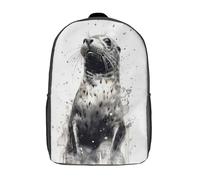 RRTYVFD Sac à dos scolaire Seal Beauty Black Ink, imprimé en 3D, pour ordinateur portable, pour enfants, étudiants et adultes, 17 pouces.