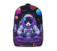 RRTYVFD Sac à dos scolaire Space Panda DJ pour filles, imperméable, léger et décontracté, 43 cm (17 pouces).