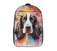 RRTYVFD Sac à dos Springer Spaniel anglais pour fille, imprimé en 3D, sac à dos scolaire pour garçon, sac à dos décontracté et léger pour collégiens, 43 cm (17 pouces).