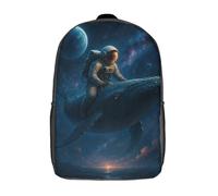 RRTYVFD Sacs à dos pour enfants, sacs à dos d'école, sacs à dos de voyage, sacs à livres, sacs à dos de rivière de montagne imprimés en 3D pour garçons et filles, Astronaute Riding A Whale in Space