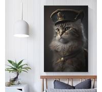 RRTYVFD Tableau de chat en robe Napoléon pour chambre de garçon ou de fille, toile murale 40 x 60 cm (16 x 24 pouces)