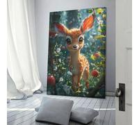 RRTYVFD Tableau décoratif représentant une gazelle, idéal pour la décoration murale de votre salle de bain ou de vos toilettes. Tableau gris 60 x 90 cm (24 x 36 pouces).