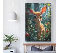 RRTYVFD Tableau décoratif représentant une gazelle, style dessin animé, pour la décoration murale de la salle de bain ou des toilettes, gris, 30 x 45 cm (12 x 18 pouces).