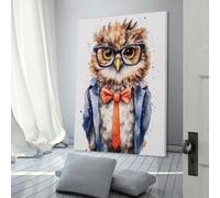 RRTYVFD Tableau mural hibou pour écolier, idéal pour une chambre, une salle de bain, une cuisine ou un bureau. Toile 20 x 30 cm (0,8 x 12 pouces).