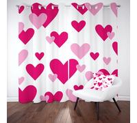 RRUxiia Amour Mignon Rideaux Salon Opaque 140 x 175 cmGéométrie Une Fille Dessin Animé Rideau Occultant CuisineDraperies À Oeillets Isolant Curtains Phonique pour Chambre