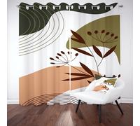 RRUxiia Arc Médiéval Moderne Rideau Salon Set de 2 140x280 cm Feuille Plante Simplicité Draperies Cuisine Isolants ThermiquesRideaux Occultants Phonique à Oeillets pour Chambre