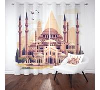 RRUxiia Architecture Urbaine Rétro Rideaux Enfant Isolants Thermiques Traditionnel du Sud-Ouest Rideau Occultant Lot de 2 117x183cmDraperies Occultants Phonique à Oeillets pour Salon Chambre