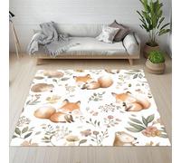 RRUxiia Carpet Enfant Petit Antidérapant Lavable en Machine Renard Hérisson Mignons Paillasson Enfant 60x90 cm Poil Ras Animal Fleur Plante Feuille Tapis Rectangle pour Salle de Lavage, Entree