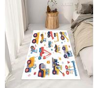 RRUxiia Carpet Petit Antidérapant Lavable en Machine Camion Terrassement Dessin Animé Paillasson 60x90 cm Poil Ras Jolie Construction Grue Tapis Rectangle pour Salle de Lavage, Chambre à Coucher
