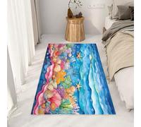 RRUxiia Carpet Petit Antidérapant Lavable en Machine Créatures Marines Plantes Paillasson 60x90 cm Poil Ras Corail Mer Couleur Dessin Animé Tapis Rectangle pour Salle de Lavage, Chambre à Coucher