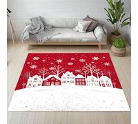 RRUxiia Carpet Petit Antidérapant Lavable en Machine Maison Hiver Dessinée Paillasson 60x90 cm Poil Ras Arbre Flocon Neige Neige Tapis Rectangle pour Salle de Lavage, Chambre à Coucher, Entree