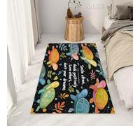 RRUxiia Carpet Petit Antidérapant Lavable en Machine Tortues Mer Mignonnes Paillasson 60x90 cm Poil Ras Créatures Marines Corail Plantes Tapis Rectangle Pour Salle de Lavage, Chambre à Coucher, Entree