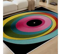 RRUxiia Disque Tapis Salon 60x90 cm Thème Musique Art Tapis antidérapant Lavable en Machine Multicolore pour Couloir entrée Chambre et Zones à Fort Trafic