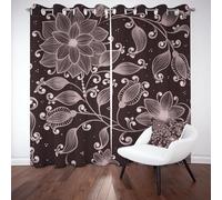 RRUxiia Fleurs Plante Feuille Rideaux Enfant Isolants Thermiques Imprimés Végétaux Motifs Floraux Rideau Occultant Lot de 2 117x183cmDraperies Occultants Phonique à Oeillets pour Salon Chambre