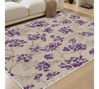 RRUxiia Floral Vintage Tapis Salon 60x90 cm Thème Fleurl Violet Tapis antidérapant Lavable en Machine Imprimé Coloré pour Couloir entrée Chambre et Zones à Fort Trafic