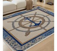 RRUxiia Gouvernail de Navire Tapis Salon 50x80cm Thème Nautique Tapis Antidérapant Lavable en Machine Ancre Carpet pour Couloir Entrée Chambre et Zones à Fort Trafic