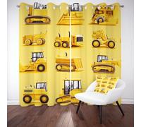 RRUxiia Pelle Dessin Animé Rideaux Salon Opaque 140 x 175 cmImpression Chargeur Terre Jaune Rideau Occultant CuisineDraperies À Oeillets Isolant Curtains Phonique pour Chambre