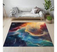 RRUxiia Rug Espace Fantastique Coloré Tapis Salon 140x200cm Ciel Étoilé Liquide Tapis Lavable Antidérapant pour Chevet, Chambre à Coucher, Salle à Manger, Chambre d'enfant