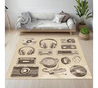RRUxiia Tapis Antidérapant Casque, Appareil Photo, Magnétophone Tapis Salon 100x160cm Tourne Disque Rug Lavable, Antidérapant, Doux, pour Chambre d'enfant, Salle à Manger, Salon