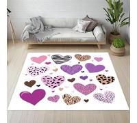 RRUxiia Tapis Chambre Doux 180x270cm Amour Dessin Animé Tapis de Salon Grand Lavable en Machine Poil Ras Imprimé Léopard Carpet Antidérapant pour Salle de Lavage, Salle à Manger