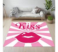 RRUxiia Tapis Chambre Doux 180x270cm Lèvres Fille Dessin Animé Tapis de Salon Grand Lavable en Machine Poil Ras Simplicité Rouge Baiser Carpet Antidérapant pour Salle de Lavage, Salle à Manger