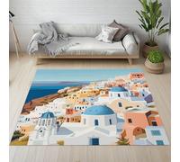 RRUxiia Tapis Entree 50x80cm Architecture Urbaine Dessin Animé Petit Tapis Maison Rétro Mer Rug D'extérieur Lavable Et Antidérapant, pour Portes Intérieures Et Extérieures De Salle De Bain