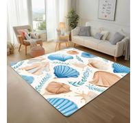 RRUxiia Tapis Entree 50x80cm Coque Océanique Petit Tapis Créatures Marines Plantes Rug D'extérieur Lavable Et Antidérapant, pour Portes Intérieures Et Extérieures De Salle De Bain
