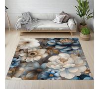 RRUxiia Tapis Entree 50x80cm Fleurs Pivoine Petit Tapis Motif Floral Végétal Aquarelle Rug D'extérieur Lavable Et Antidérapant, pour Portes Intérieures Et Extérieures De Salle De Bain
