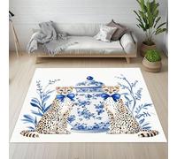 RRUxiia Tapis Entree 50x80cm Guépard Vase en Forme d'arc Petit Tapis Plante Fleurs Animaux Sauvages Rug D'extérieur Lavable Et Antidérapant, pour Portes Intérieures Et Extérieures De Salle De Bain