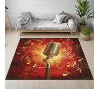 RRUxiia Tapis Entree Lavable 80x150cm Microphone Instruments Musique Carpet Doux pour Chambre Note Musique Paillasson Interieur Rectangle Antidérapant pour Salon, Cuisine, Descente de Lit