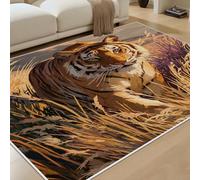 RRUxiia Tigre Tapis de Salon 200x280 cm Steppe Animaux Sauvage Tapis Lavable Grand Super Doux Antidérapant Animaux Jungle Carpet pour Salle à Manger Faux