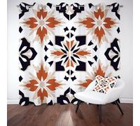 RRUxiia Tradition Rétro Tribu Draperies Cuisine Isolants Thermiques 140x260cmComposition Florale Rurale Rideau Salon Set de 2 Rideaux Occultants Phonique à Oeillets pour Chambre