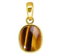 Rrvgem 5.00 Carat Terre Naturelle Minée Oeil de Tigre/Pierre de Tigre/Oeil de Tigre Naturel Certifié Pendentif Oeil de Tigre Plaqué Or Chitti Pierre pour Homme et Femme par Laboratoire - Certifié avec