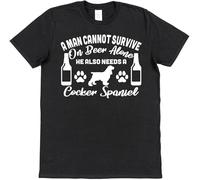RRWDXSF A Man Cannot Survive on Beer Alone He Needs A Cocker Spaniel Owner Gift Mens Women T Shirt 100% Cotton Manches Courtes(Medium)