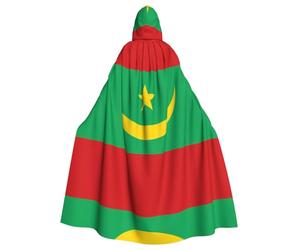 rrxnbcgg Cape à capuche en polyester entièrement imprimée avec drapeau de la Mauritanie, confortable et durable, adaptée pour Halloween et d'autres fêtes à thème et scènes de scène