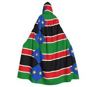 rrxnbcgg Cape à capuche en polyester entièrement imprimée avec drapeau du Soudan du Sud, confortable et durable, adaptée pour Halloween et d'autres fêtes à thème et scènes de scène