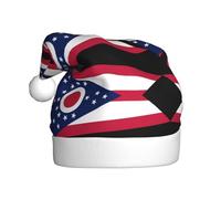 rrxnbcgg Chapeau de Noël en peluche imprimé drapeau de l'État de l'Ohio, Noël spécial vacances avec atmosphère festive.
