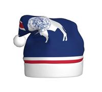 rrxnbcgg Chapeau de Noël en peluche imprimé drapeau de l'État du Wyoming pour adultes, vacances spéciales de Noël avec atmosphère festive.