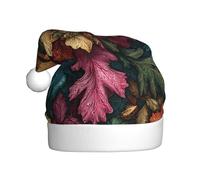 rrxnbcgg Chapeau de Noël en peluche imprimé feuilles bohème pour adulte, Noël spécial vacances avec atmosphère festive.