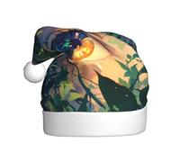 rrxnbcgg Chapeau de Noël en peluche imprimé monde coloré dans les yeux pour adultes, vacances spéciales de Noël avec atmosphère festive.