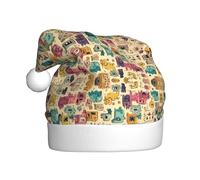 rrxnbcgg Chapeau de Noël en peluche pour adulte avec motif de monstres de dessin animé, vacances spéciales de Noël avec une atmosphère festive.