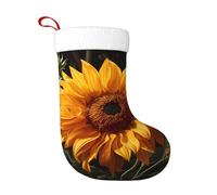 rrxnbcgg Chaussettes de Noël tournesol jaune sur fond marron pour cheminée avec idées cadeaux, traditions familiales festives, cadeaux pour elle