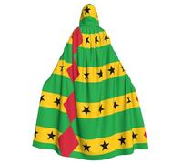 rrxnbcgg Drapeau de Sao Tomé et Principe Cape à capuche entièrement imprimée en polyester, confortable et durable, adaptée pour Halloween et autres fêtes à thème et scènes de scène