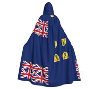 rrxnbcgg Drapeau des îles Turques et Caïques Cape à capuche en polyester entièrement imprimée, confortable et durable, adaptée pour Halloween et d'autres fêtes à thème et scènes de scène