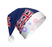 rrxnbcgg Drapeau des îles Turques et Caïques Chapeau de Noël clignotant LED avec fausse fourrure douce et pompon, couvre-chef festif pour fêtes de Noël et déjeuners au pub